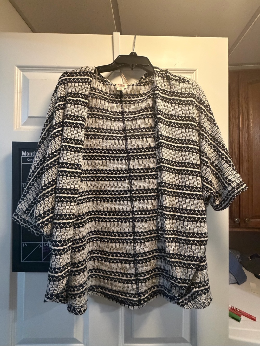 Mossimo Supply Co. Black and White Crochet Open Cardigan